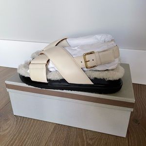 Marni Fussbett Shearling sandal in White
